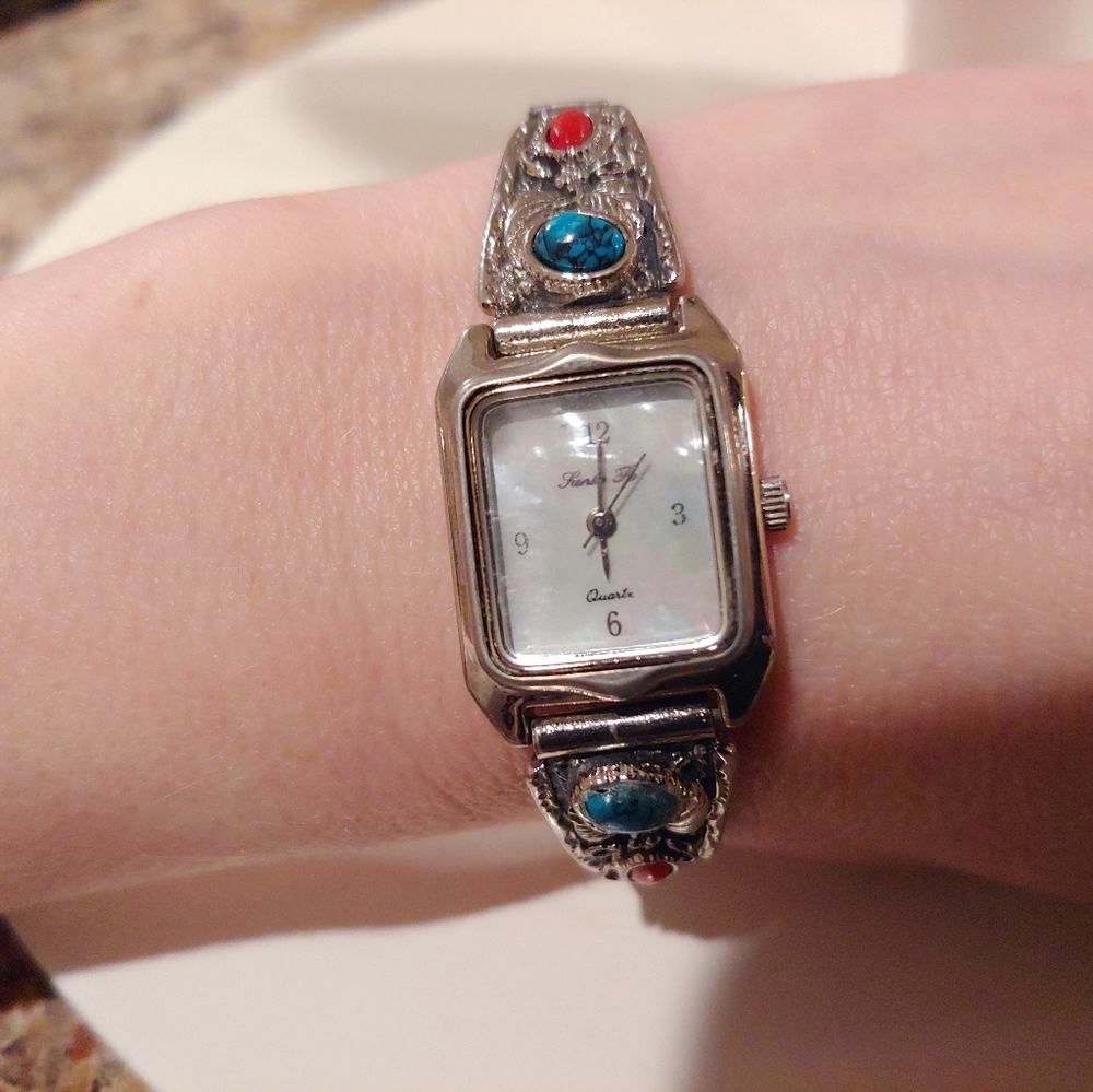 Vintage Lucerne watch with tortoise coral stones